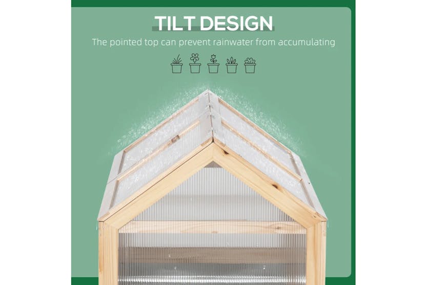 Outsunny Raised Garden Bed with Top Greenhouse | Natural Outsunny Raised Garden Bed with Top Greenhouse | Natural