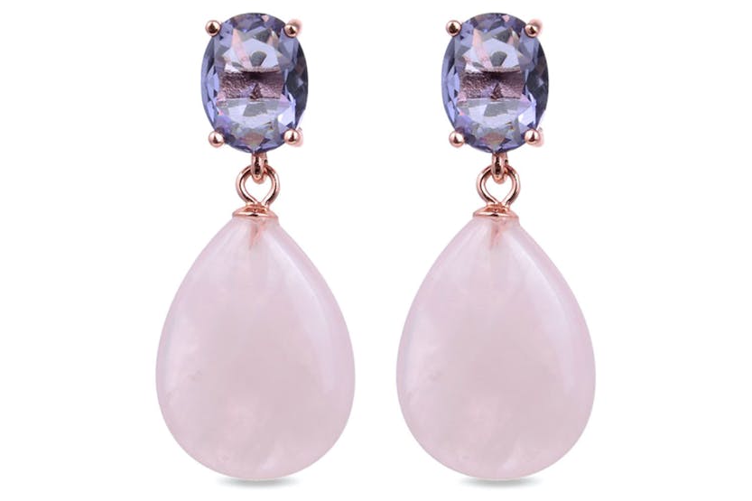 Luxenter Acrite Earrings | Rose Gold Dangling Earings with Purple Cubic Zirconia Luxenter Acrite Earrings | Rose Gold Dangling Earings with Purple Cubic Zirconia