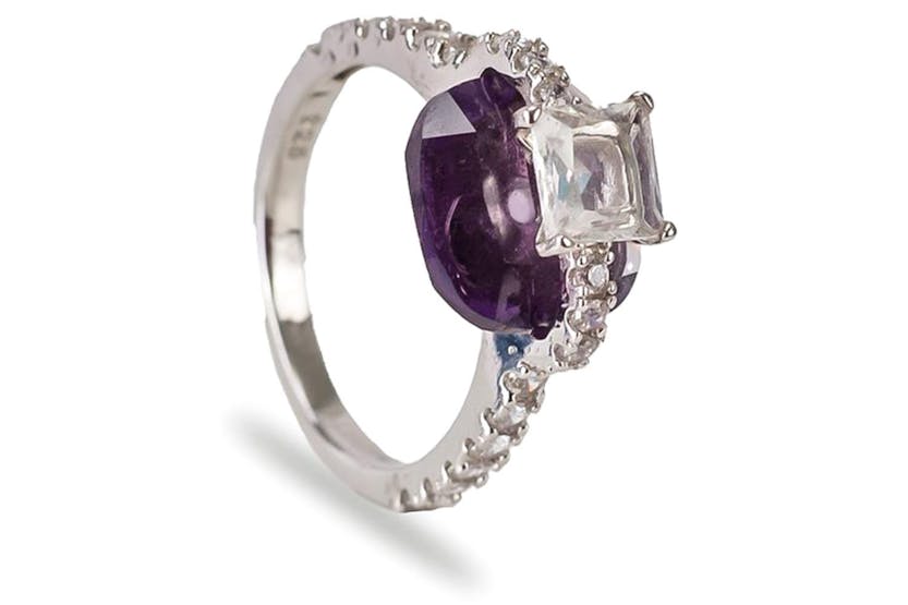 Luxenter Lahne Ring Sterling Silver with Amethyst Stone Luxenter Lahne Ring Sterling Silver with Amethyst Stone