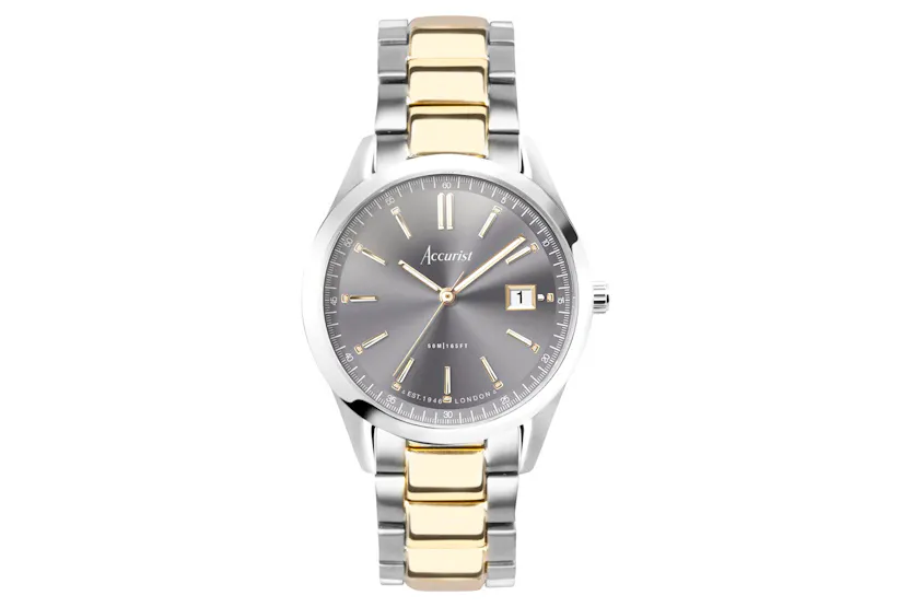 Accurist Everyday Men's Watch | Silver Case & Two Tone Stainless Steel Bracelet with Grey Dial | 40mm Accurist Everyday Men's Watch | Silver Case & Two Tone Stainless Steel Bracelet with Grey Dial | 40mm
