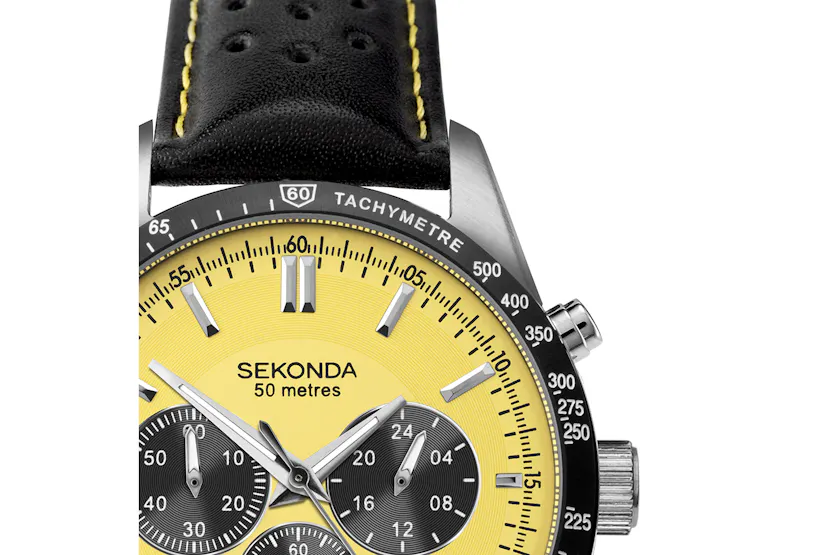 Sekonda Velocity Chronograph Mens Leather Strap Watch | Black Sekonda Velocity Chronograph Mens Leather Strap Watch | Black
