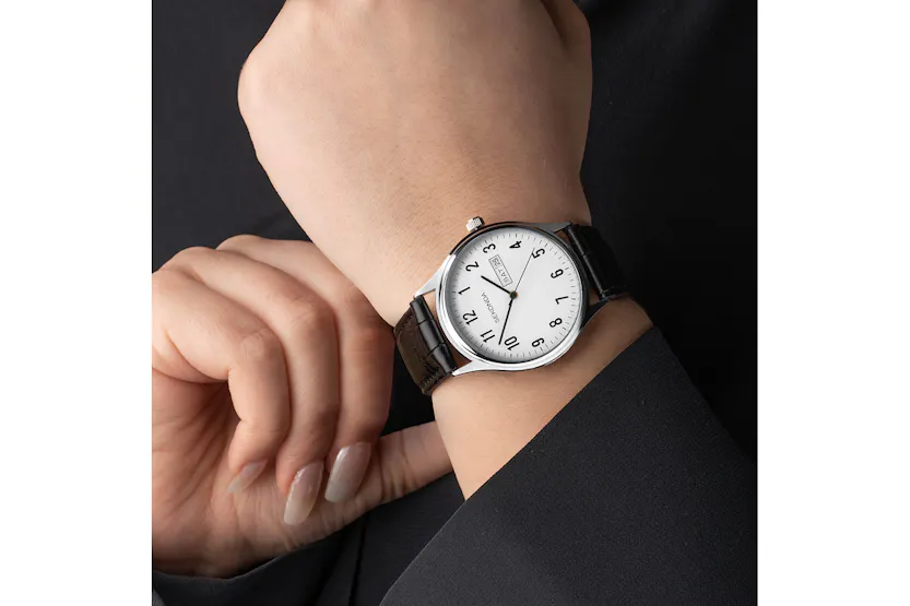 Sekonda Easy Reader Ladies Leather Strap Watch | Silver/Black Sekonda Easy Reader Ladies Leather Strap Watch | Silver/Black