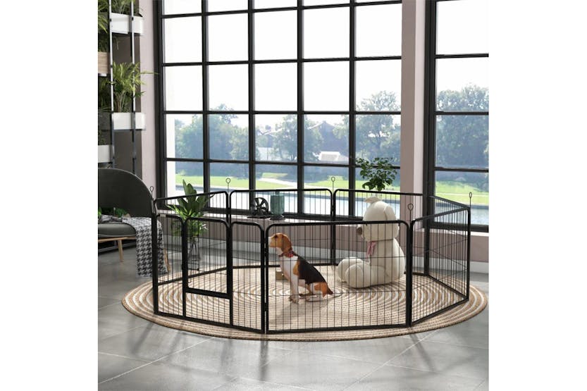 PawHut 8 Panel Dog PlayPen | Black PawHut 8 Panel Dog PlayPen | Black