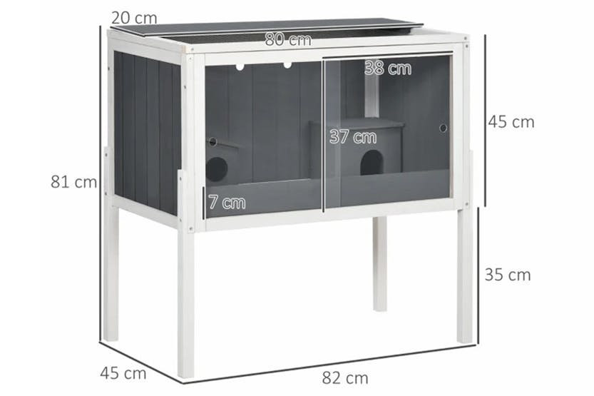 PawHut Wooden Hamster Cage | Dark Grey/White PawHut Wooden Hamster Cage | Dark Grey/White