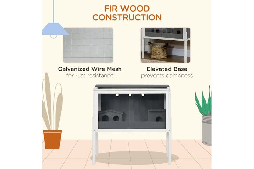 PawHut Wooden Hamster Cage | Dark Grey/White PawHut Wooden Hamster Cage | Dark Grey/White