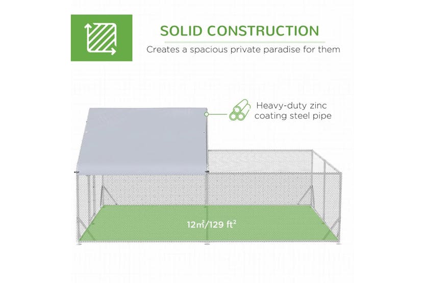 PawHut Walk-in Hen House | Silver Tone/Grey PawHut Walk-in Hen House | Silver Tone/Grey