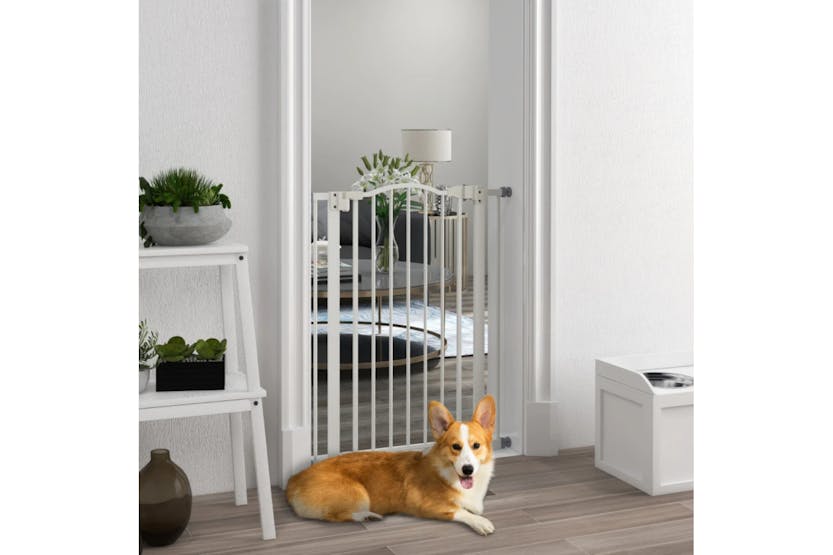 PawHut Pressure Fit Dog Stair Gate | White PawHut Pressure Fit Dog Stair Gate | White