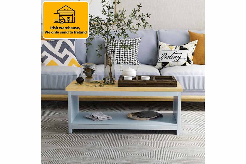 Homcom Rectangular Coffee Table | Oak/Grey Homcom Rectangular Coffee Table | Oak/Grey