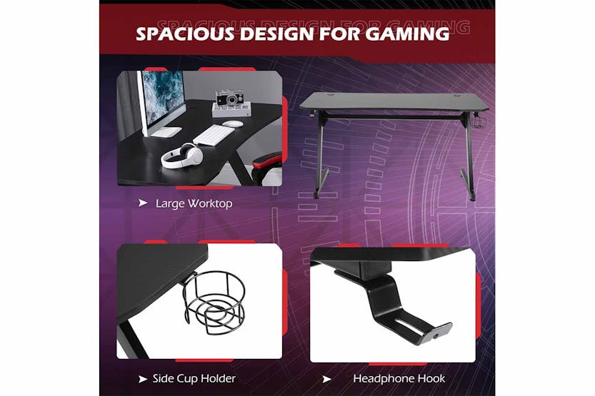 Homcom Steel Frame Gaming Desk | Black Homcom Steel Frame Gaming Desk | Black