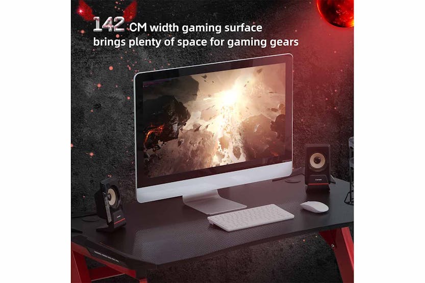 Homcom Computer and Gaming Desk with Cup Holder | Black/Red Homcom Computer and Gaming Desk with Cup Holder | Black/Red