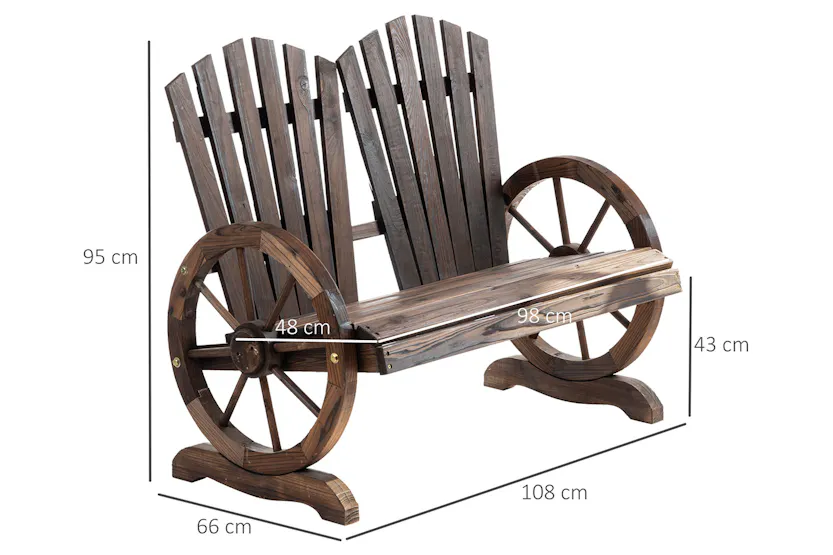 Outsunny Comfortable Fir Logs Love Chair with Wheel-Shaped Armrests Outsunny Comfortable Fir Logs Love Chair with Wheel-Shaped Armrests