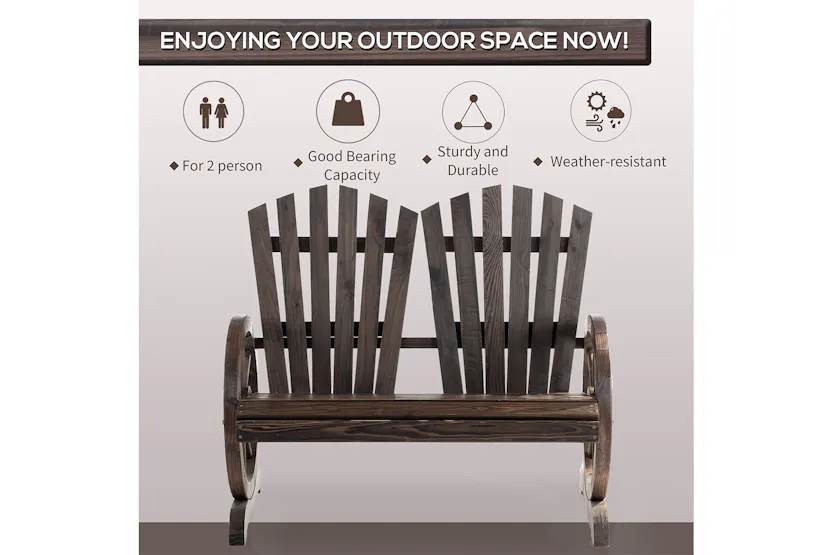 Outsunny Comfortable Fir Logs Love Chair with Wheel-Shaped Armrests Outsunny Comfortable Fir Logs Love Chair with Wheel-Shaped Armrests