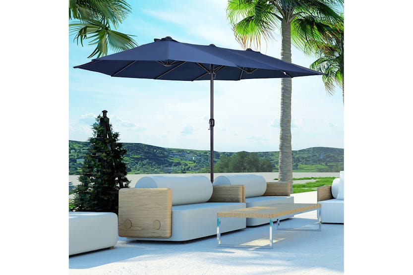 Outsunny Double-Sided Sun Umbrella without Base | Blue Outsunny Double-Sided Sun Umbrella without Base | Blue