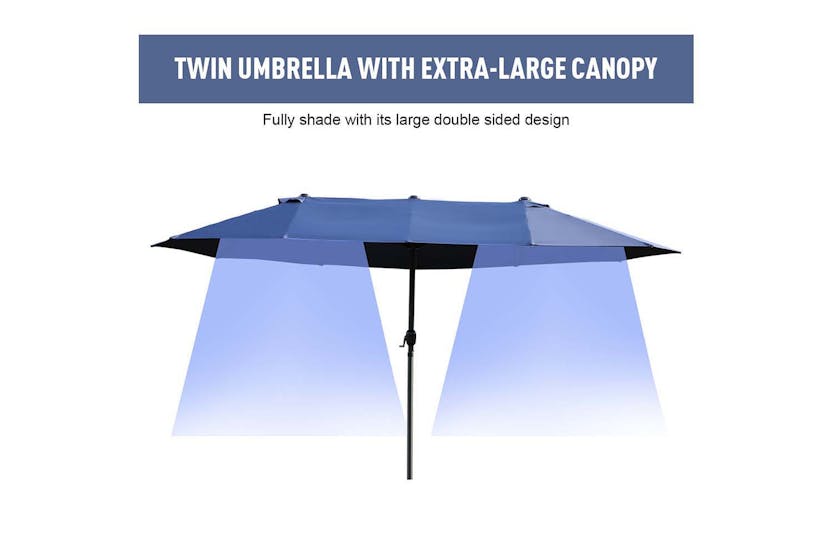 Outsunny Double-Sided Sun Umbrella without Base | Blue Outsunny Double-Sided Sun Umbrella without Base | Blue