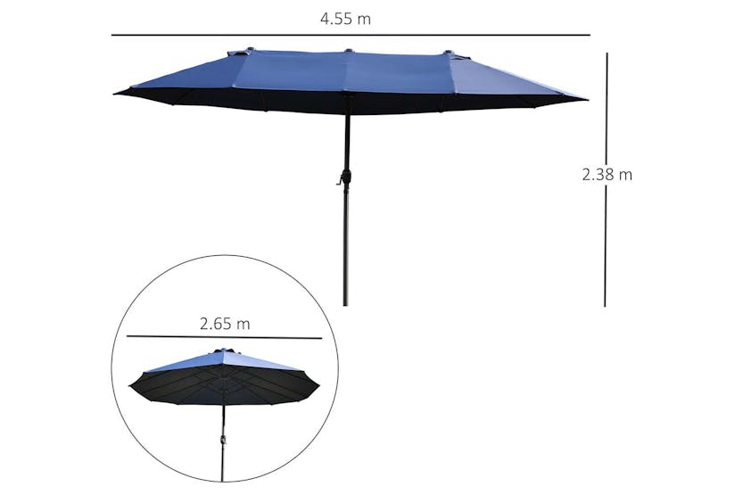 Outsunny Double-Sided Sun Umbrella without Base | Blue Outsunny Double-Sided Sun Umbrella without Base | Blue