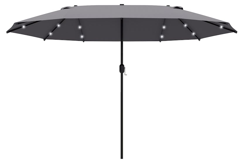 Outsunny Double-Sided Umbrella with LED Solar Lights | Dark Grey Outsunny Double-Sided Umbrella with LED Solar Lights | Dark Grey
