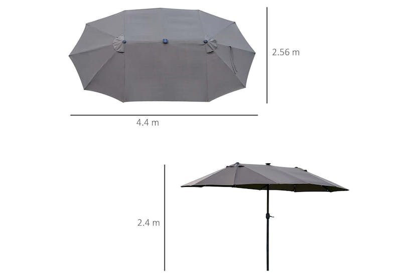 Outsunny Double-Sided Umbrella with LED Solar Lights | Dark Grey Outsunny Double-Sided Umbrella with LED Solar Lights | Dark Grey
