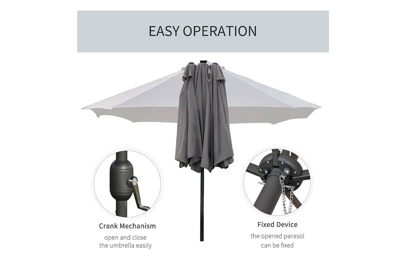Outsunny Double-Sided Umbrella with LED Solar Lights | Dark Grey Outsunny Double-Sided Umbrella with LED Solar Lights | Dark Grey