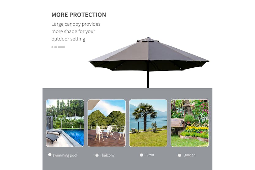 Outsunny Double-Sided Umbrella with LED Solar Lights | Dark Grey Outsunny Double-Sided Umbrella with LED Solar Lights | Dark Grey