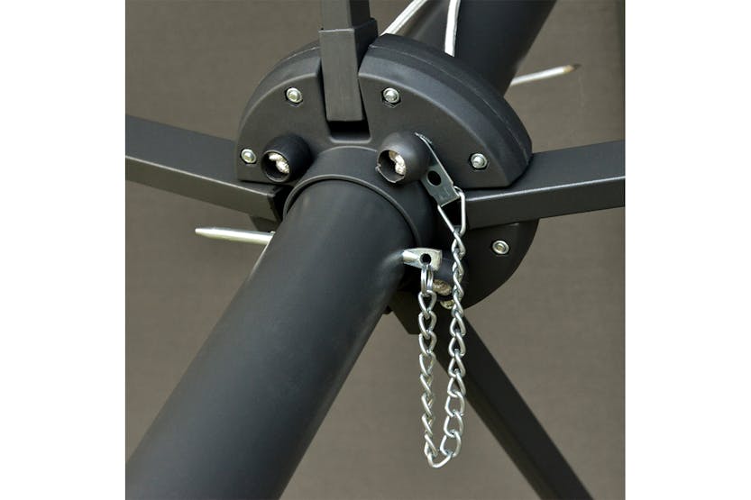 Outsunny Double-Sided Umbrella with LED Solar Lights | Dark Grey Outsunny Double-Sided Umbrella with LED Solar Lights | Dark Grey