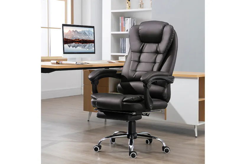 Homcom Executive Office Chair with Retractable Footrest | Brown Homcom Executive Office Chair with Retractable Footrest | Brown