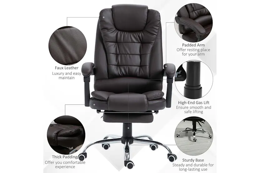 Homcom Executive Office Chair with Retractable Footrest | Brown Homcom Executive Office Chair with Retractable Footrest | Brown