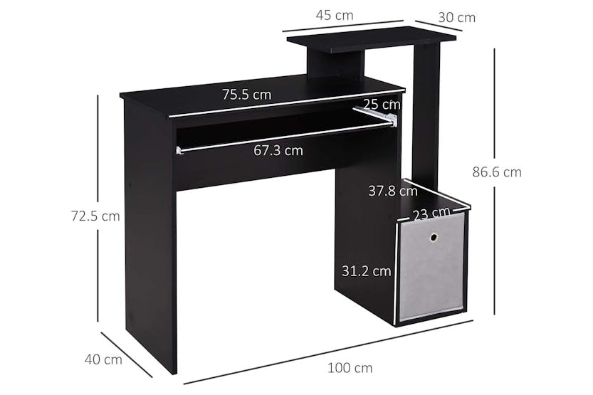 Homcom Computer Desk with Sliding Keyboard Tray & Storage Drawer | Black Homcom Computer Desk with Sliding Keyboard Tray & Storage Drawer | Black