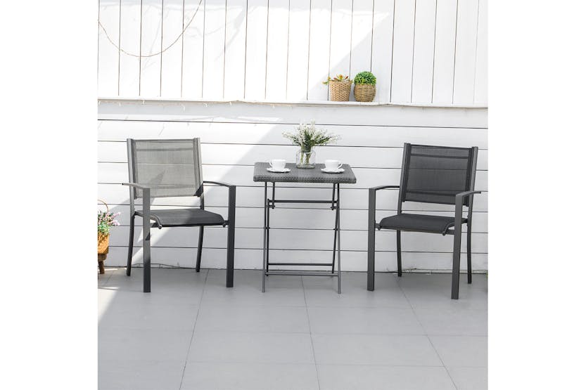 Outsunny Patio Dining Chair | Black/Grey Outsunny Patio Dining Chair | Black/Grey