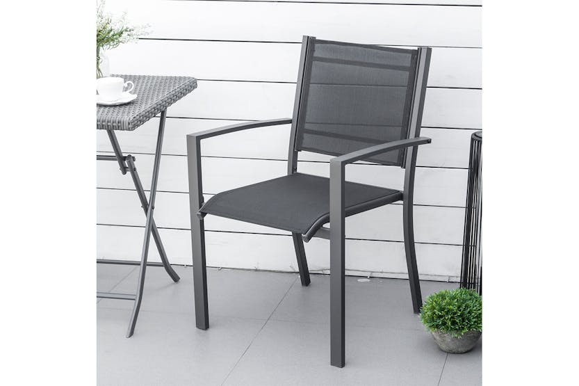 Outsunny Patio Dining Chair | Black/Grey Outsunny Patio Dining Chair | Black/Grey