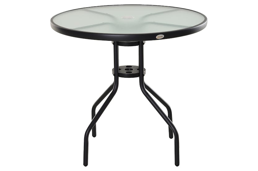 Outsunny Outdoor Round Coffee Table | Black Outsunny Outdoor Round Coffee Table | Black