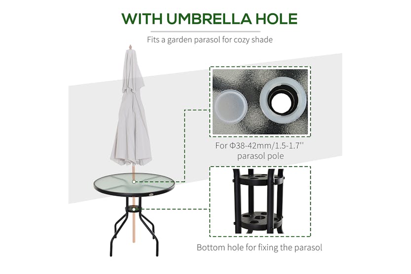 Outsunny Outdoor Round Coffee Table | Black Outsunny Outdoor Round Coffee Table | Black