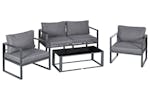 Outsunny Garden Bench & Side Table Set with Cushions | Grey | Set of 4 Outsunny Garden Bench & Side Table Set with Cushions | Grey | Set of 4