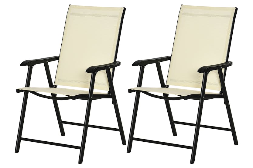 Outsunny Folding Garden Chairs | Beige Outsunny Folding Garden Chairs | Beige