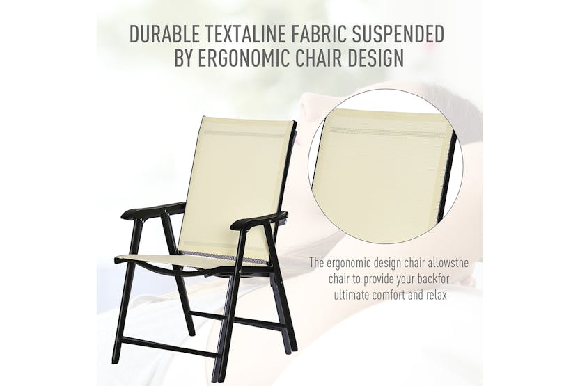 Outsunny Folding Garden Chairs | Beige Outsunny Folding Garden Chairs | Beige