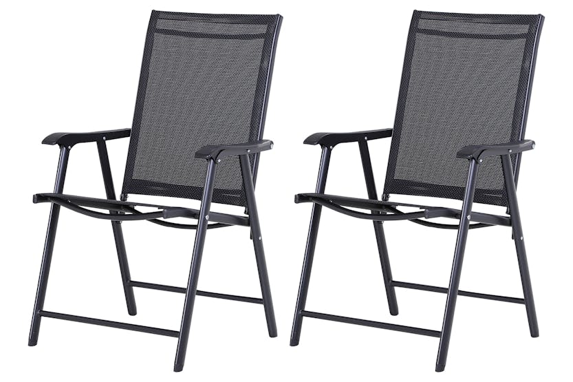 Outsunny Foldable Outdoor Garden Chairs | Black Outsunny Foldable Outdoor Garden Chairs | Black