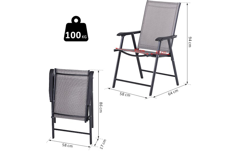 Outsunny Foldable Outdoor Garden Chairs | Grey/Black Outsunny Foldable Outdoor Garden Chairs | Grey/Black