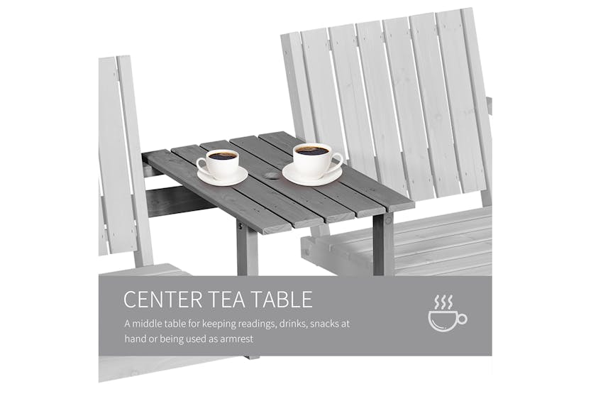 Outsunny Outdoor Garden Bench Chair with Table | Grey Outsunny Outdoor Garden Bench Chair with Table | Grey