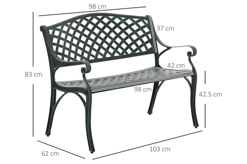 Outsunny Metal Garden Bench | Green Outsunny Metal Garden Bench | Green