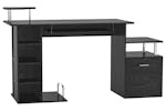 Homcom Office Workstation with Drawer & Shelves | Black Homcom Office Workstation with Drawer & Shelves | Black
