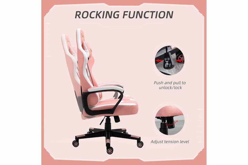 Vinsetto Ergonomic Gaming Chair | Pink/White Vinsetto Ergonomic Gaming Chair | Pink/White