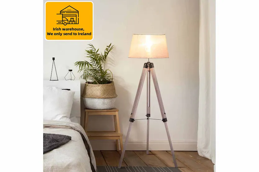 Homcom | Mid Century Tripod Floor Lamp | Grey/Natural Homcom | Mid Century Tripod Floor Lamp | Grey/Natural