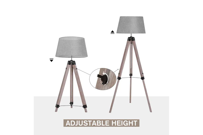 Homcom | Mid Century Tripod Floor Lamp | Grey/Natural Homcom | Mid Century Tripod Floor Lamp | Grey/Natural