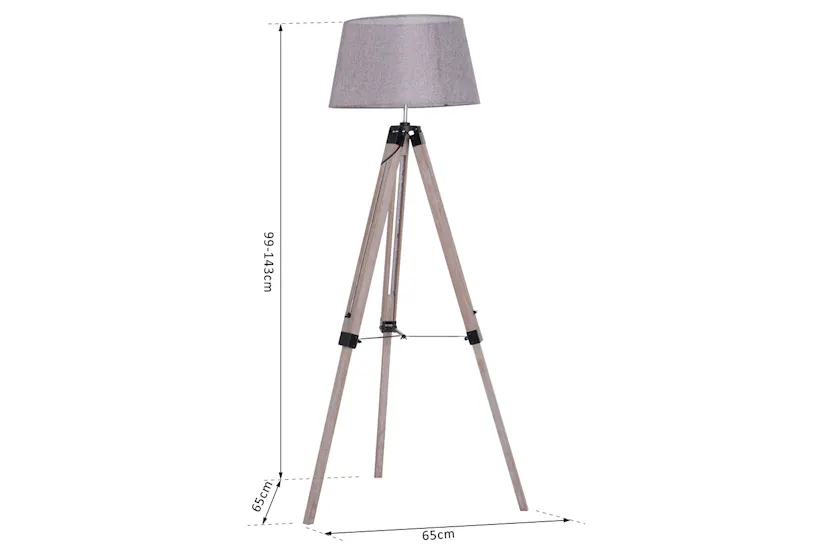 Homcom | Mid Century Tripod Floor Lamp | Grey/Natural Homcom | Mid Century Tripod Floor Lamp | Grey/Natural