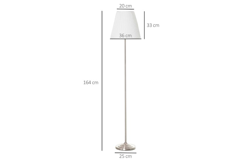 Homcom | Living Room Mid Century Floor Lamp | White/Silver Homcom | Living Room Mid Century Floor Lamp | White/Silver