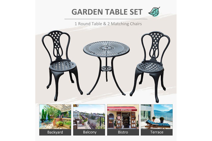 Outsunny Bistro Set | Black | 3 Pieces Outsunny Bistro Set | Black | 3 Pieces