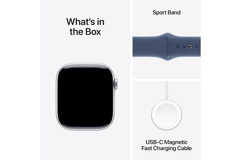 Apple Watch Series 10 | 42mm | Silver Aluminium Case Denim Sport Band S/M Apple Watch Series 10 | 42mm | Silver Aluminium Case Denim Sport Band S/M