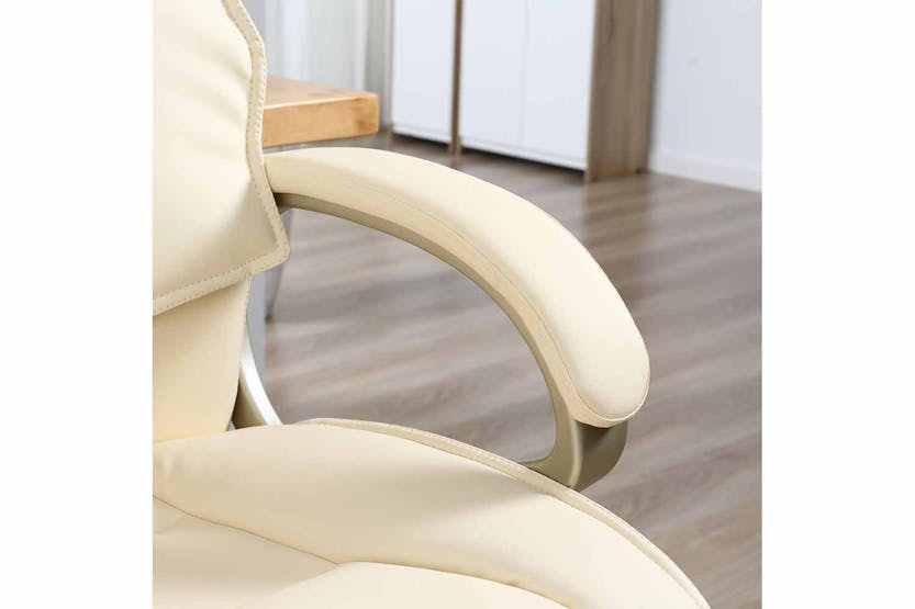 Homcom Height Adjustable Office Chair with Gold Effect | Cream Homcom Height Adjustable Office Chair with Gold Effect | Cream