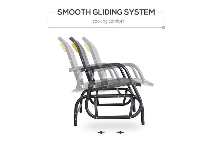 Outsunny 2-Person Outdoor Glider Bench with Power Coated Steel Frame | Grey Outsunny 2-Person Outdoor Glider Bench with Power Coated Steel Frame | Grey