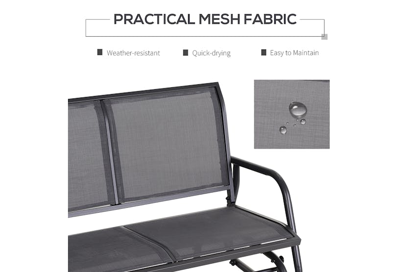 Outsunny 2-Person Outdoor Glider Bench with Power Coated Steel Frame | Grey Outsunny 2-Person Outdoor Glider Bench with Power Coated Steel Frame | Grey