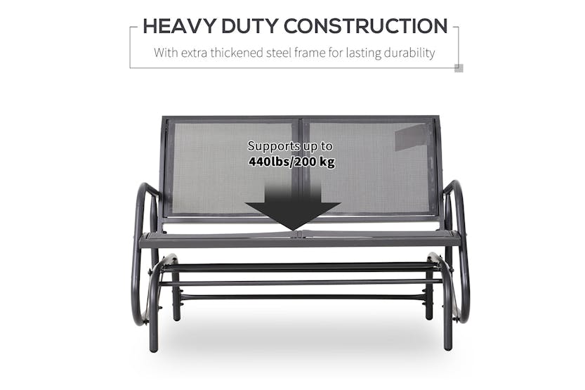 Outsunny 2-Person Outdoor Glider Bench with Power Coated Steel Frame | Grey Outsunny 2-Person Outdoor Glider Bench with Power Coated Steel Frame | Grey